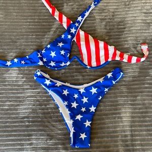 SHEIN American Flag bikini Size M Brand new